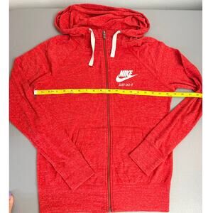 Nike Red Heather Full Zip Hoodie Small Just Do It Lightweight